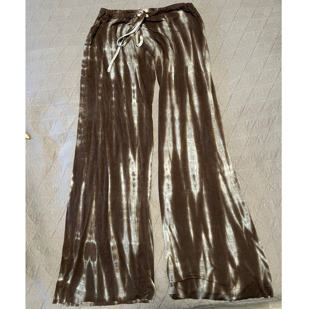 Lucky Brand Lounge Pants Womens XS Brown Pre-owned Tie Dye Wide Leg Drawstring\